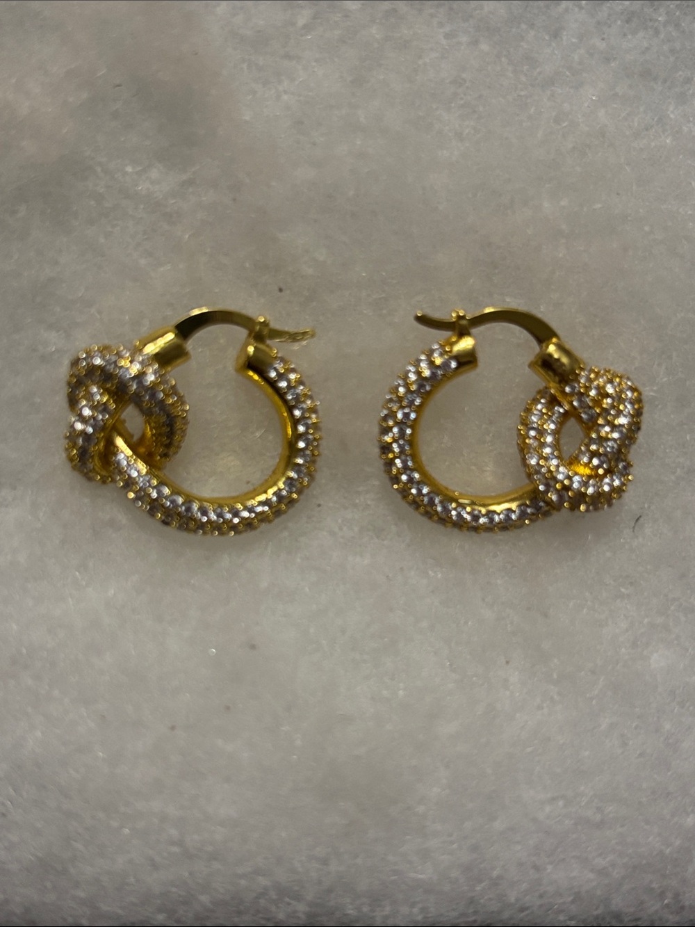 Beautiful Gold & Diamond Knotted Hoop Earrings